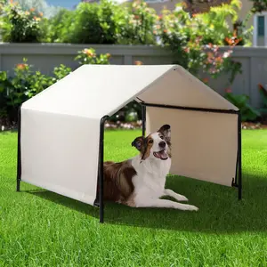【Summervibes】Dog Shade Shelter Outdoor Tent For Dogs, 4'x4'x3' Waterproof Roof Outside Sun Rain Canopy Pet House With Ground Nails