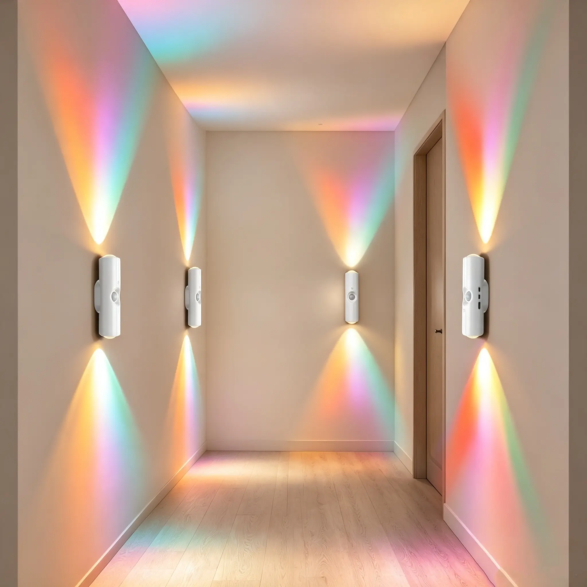 LED Magnetic Night Light,   RGB  Smart Motion Sensor, Magnetic Drill-Free Installation, Dimmable wall lamp for Hallway, Stairs and Storage Room Colorful Ambient Lighting