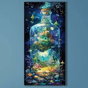 5D DIY Full Drill Round Diamond Painting - Diamond Art Kit Ocean in a Bottle Mosaic Canvas DIY Wall Art, Home Wall Decoration, Suitable for Halloween, Christmas, Birthdays, and Anniversary Gifts, Handmade Gifts, Handicraft