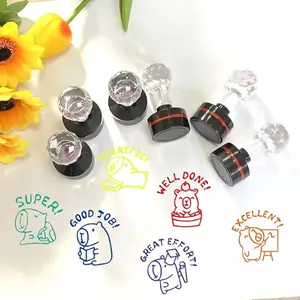 Round Teacher Behavior Stamp, 1 Count Colorful Teacher Behavior Stamp, Automatic Ink Stamp, Office Stationery & Supplies