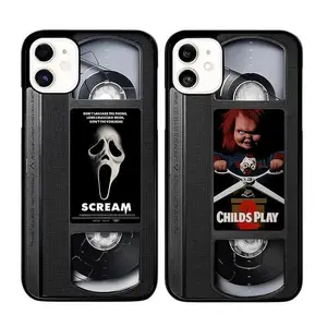 VHS Tape Chucky and Scream Phone Case  for iPhone 17, 16, 15, 14, 13, 12, 11 Pro Air Plus ProMax and Samsung S26-S22 Plus shock-absorbing phone cases, fashionable gift.