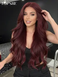 Topshe 13x6 Large Area Front Hand-Woven Lace Middle Part Bangs Long Curly Hair, Lightweight Breathable, Natural Fit at Hairline, Lace Frontal Wigs