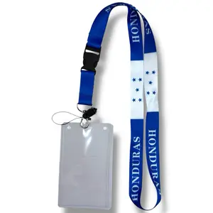 HONDURAS Flag Lanyard  – Llavero Largo con Bandera Catracha para Llaves, Gafete o Identificación | Honduran Neck Strap Keychain, Detachable ID Holder Catrachos