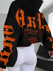 Women's Fashion Loose Hoodie with Cartoon Turtle Print, Fall & Winter Casual Long Sleeve Sweatshirt with Letter Design, Cozy Knitted Outerwear
