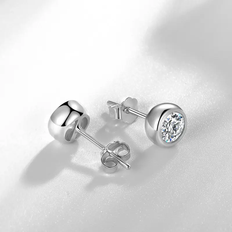 Dainty 925 Silver Unisex Stud Earrings, Bezel Set Cubic Zirconia Earrings, 3mm-5mm Hypoallergenic Stones, Easy to Share for Women & Men, Dainty Earrings