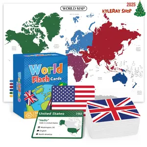 KYLERAY SHOP World Flash Cards 245PCS Countries of The World Flags Educational Game for Kids & Adults Visual Learning Tools International Warranty Learning Materials