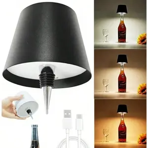 Wireless Bottle Table Lamp Touch Control of 3 Colors and Stepless Dimming Night Lamp For Bar Wine Bottles Decor Desk Lights