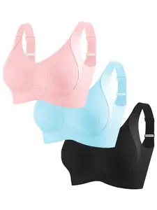 Women's Wireless Bra Set, Underwear, Comfortable V-Neck Design, Breathable Fabric, Medium Support, Casual Fit, All Seasons Wear, Supportive Bra