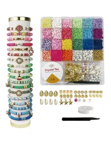 26 Grid Polymer Clay Bead & Elastic Thread & Tools, DIY Jewelry Accessories Set, Handmade Bracelet Necklace Jewelry Making Set, Beading Making