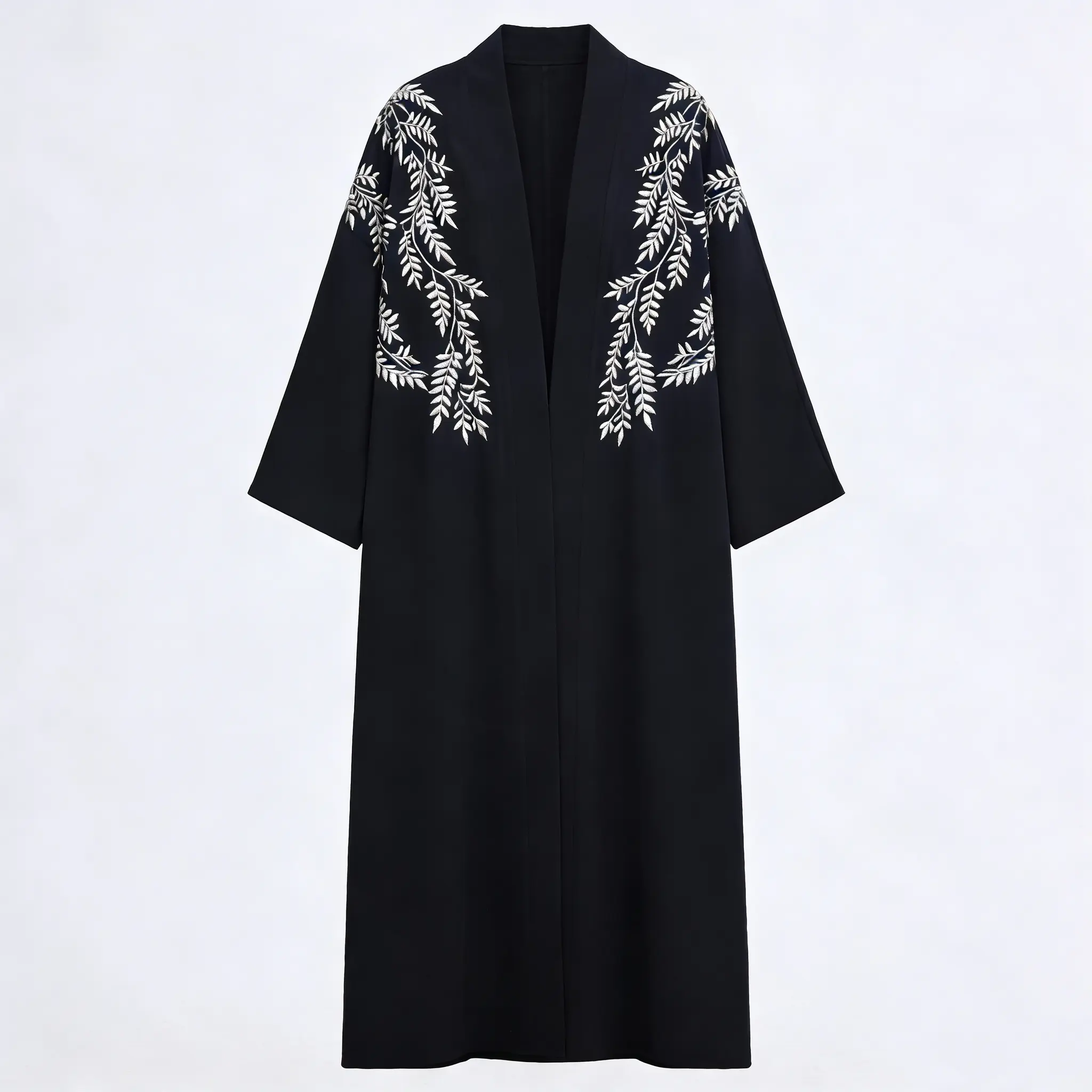 1pc Women'S Elegant Black Abaya Robe - Long Formal & Everyday Islamic Dress with Batwing Sleeves, Non-Stretchy Elegantrobe for Weddings, Office, Home - Modest Muslim Gown, Office Attire, Sophisticated Design, Premium Stitching, Stylish Coverup, Fashioncon