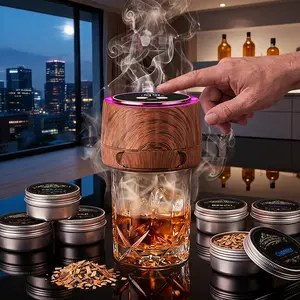 Electric Cocktail Smoker Kit go holiday gift set with 6 Wood Chip Flavor Packs - Drink Aroma Enhancer for Whiskey Rum & Classic Cocktails - Built-in Battery Smoke Machine for Home Entertaining