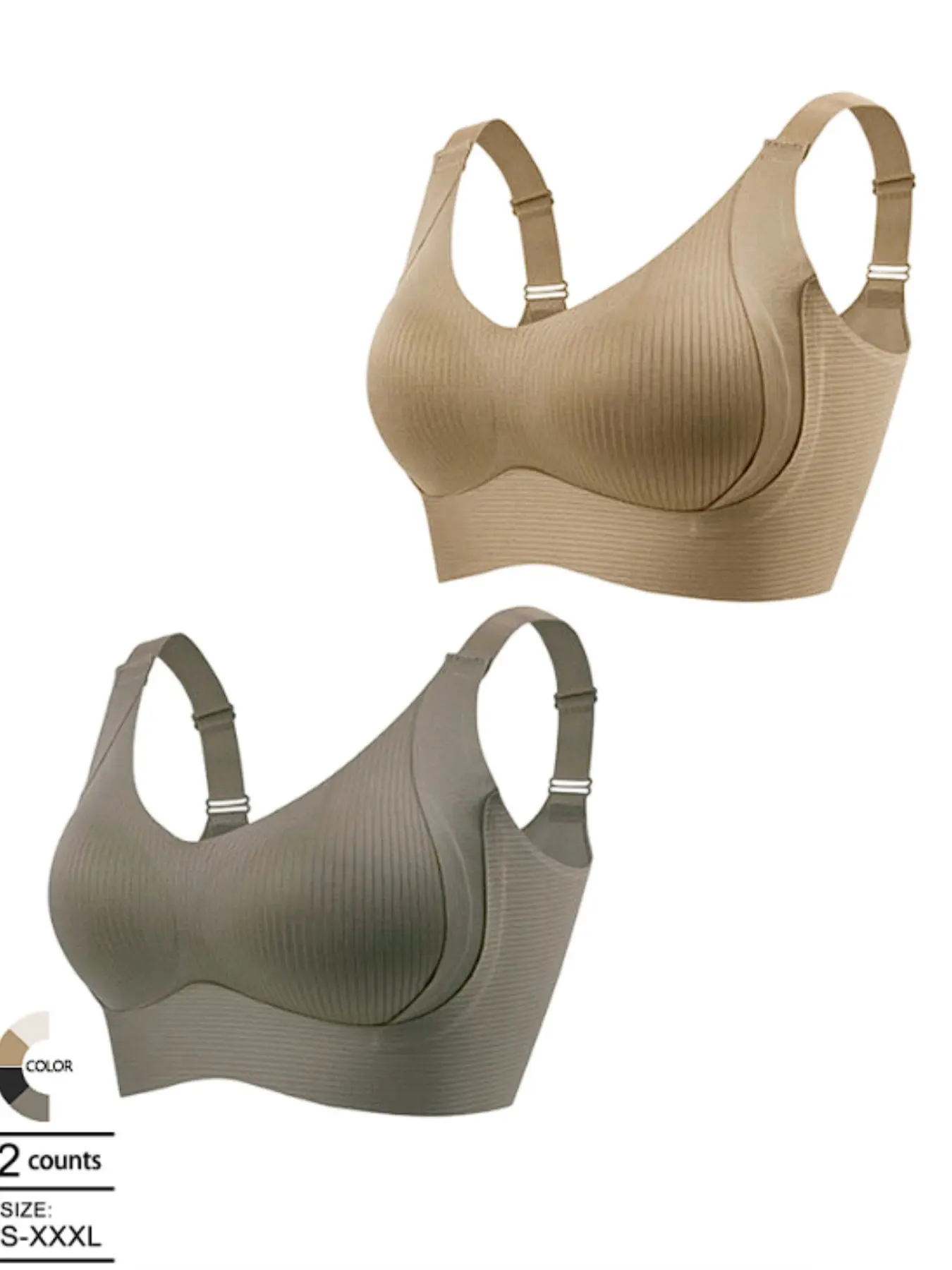 [Value 3 Pack] Seamless Comfort Bra, Wireless Cloud-Soft Bralette, Everyday Support Lingerie Set, Sizes S-2XL