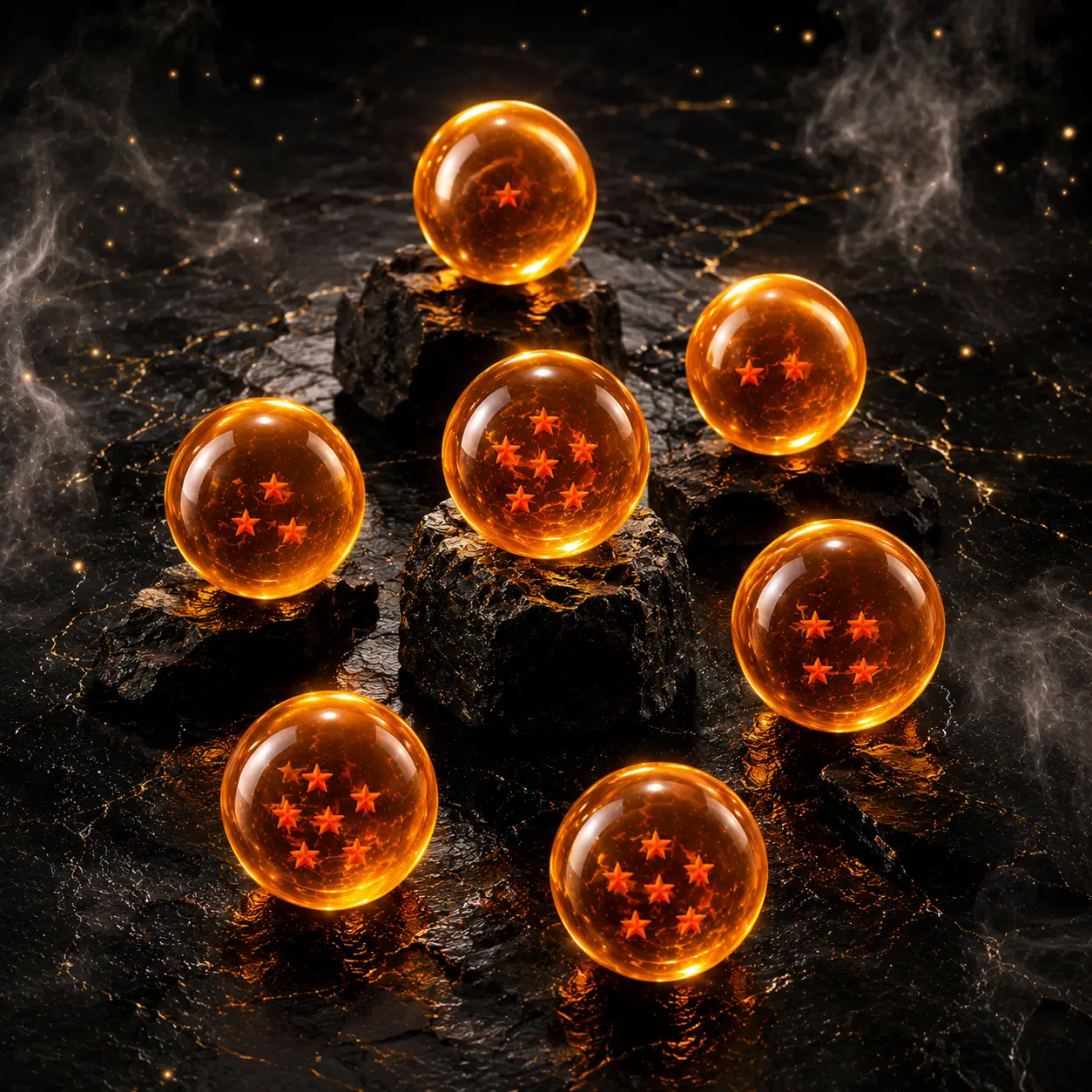 7-Piece Plastic DBZ 7-Star Crystal Ball Set - 4.3cm Anime-Inspired Collectible Decor Accessories, Home Decor for Gaming Setups, Luxury Gift Box Included for Anime Fans (Building Compatible)