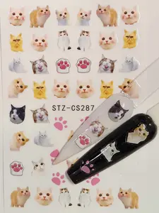 Kitty Cat Nail Sticker Sheet, Nail Art decoration sticker nail kitty cats STZ - CS287 Size 2 in. wide x 3 in. lenght