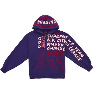Supreme Men's League Champs Zip Up Hooded Sweatshirt Purple, from StockX