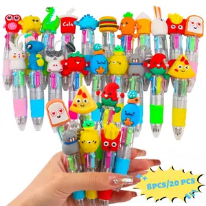 Mini Multicolor Ballpoint Pens, Four-In-One Cute Design, Smooth Writing Pens, Suitable for Kids Boys Girls, Fun Cartoon Pens, Ideal Party Gift, Teacher Supplies