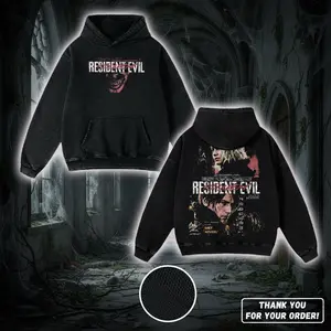 Resident Evil 9 Leon Kennedy X Grace Streetwear Oversized Tshirt | RE9 Biohazard Graphic Tee | Acid Wash Cotton Tshirt Crewneck Hoodie Sweatshirt Tanktop | Gaming Aesthetic Menswear Urban Loose Fit Top | High Quality Survival Horror Merch RE9 Requiem Drop