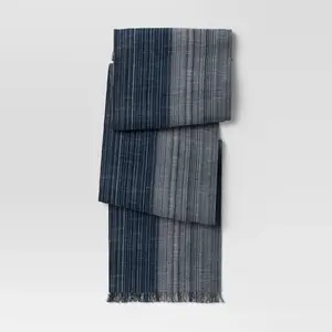 72" x 14" Cotton Striped Table Runner - Navy Blue
