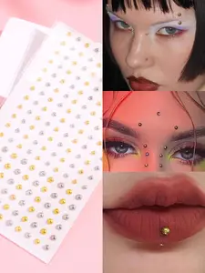 180 Pieces Set of 3-4 mm Silver Plated & Gold Acrylic Fake Nose Rings Patch Fake Eyebrows Lip Rings Non Perforated Body Accessories Facial Stickers Unisex Party Accessories for Men and Women