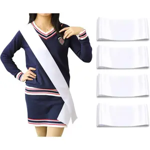 4 Pack White Blank Sashes Plain Satin Sash for Pageants Senior Custom DIY Personalized Sash for Prom