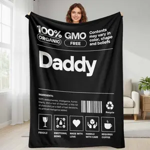 Daddy Ingredients Label Flannel Blanket  Funny Organic GMO Free Print Design  Soft Cozy Warm Durable Machine Washable  Perfect for Bedroom Living Room Sofa Office Gift for Husband Father Boyfriend Anniversary summerwins