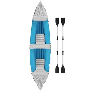 Intex K2 2-Person Inflatable Tandem Kayak Set - Adjustable Aluminum Oars, High-Output Pump, Repair Kit - Portable Blow-Up Watercraft for Adults - Ideal for Lakes, Camping Adventures (Blue)