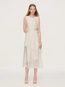 Ruffle Sleeveless Women Tiered Maxi Dress