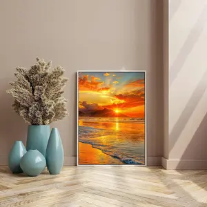 5D Sunset Beach Beginner Diamond Art Kit,DIY Full Diamond Diamond Point Crystal Craft Kit for Home Wall Decoration Gift Painting
