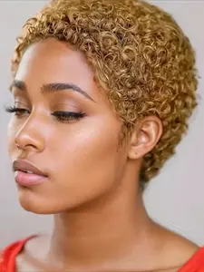 Human Hair Wig Women's Short Curly Hair Wig , Y2K Style Daily Casual Party Wig , 150% Density , 6 Inch Full Machine  Made Wig