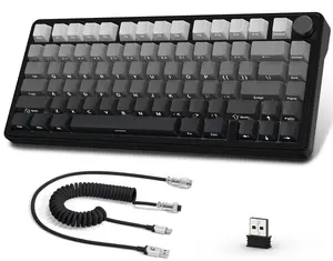 X85 gaming keyboard. 75% layout. Hot swappable. Bluetooth/2.4GHz/USB-C. PBT keycaps. Gasket design. RGB. Coiled cable. For PC/MAC/Win. typewriter  keyboard