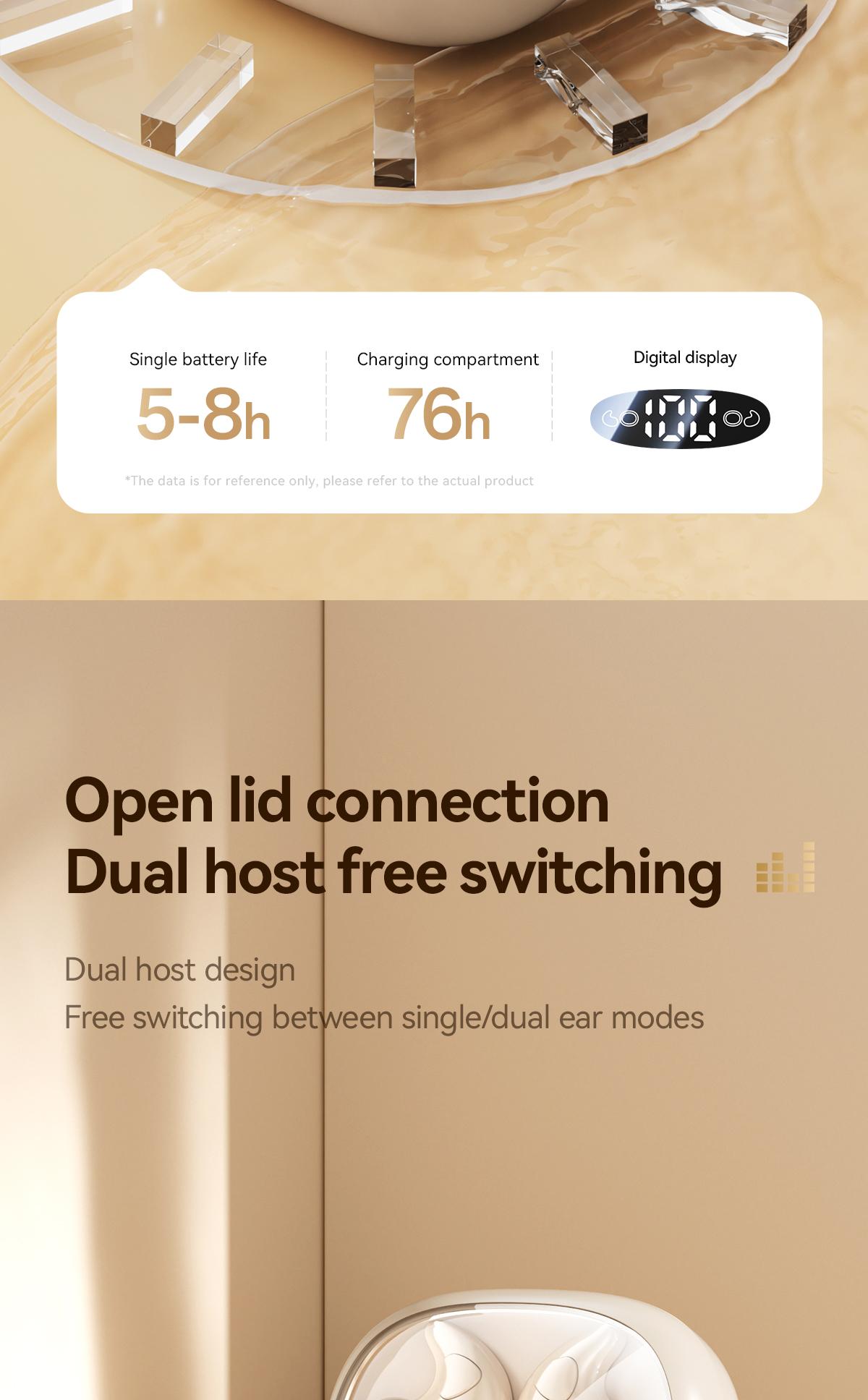 Chengruida M126 HiFi Quality 2 Pairs Wireless Earbuds, Ultra Thin Mini No Ear Pressure Side Sleep, Noise Reduction Call Long Battery Life