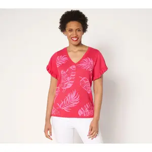 Susan Graver Jacquard Sweater with Flutter Sleeves