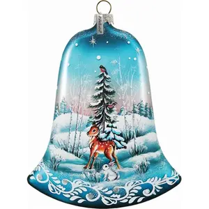 G.Debrekht  General Holiday Winter Bunny Bell 3.5 in. - Glass Ornament
