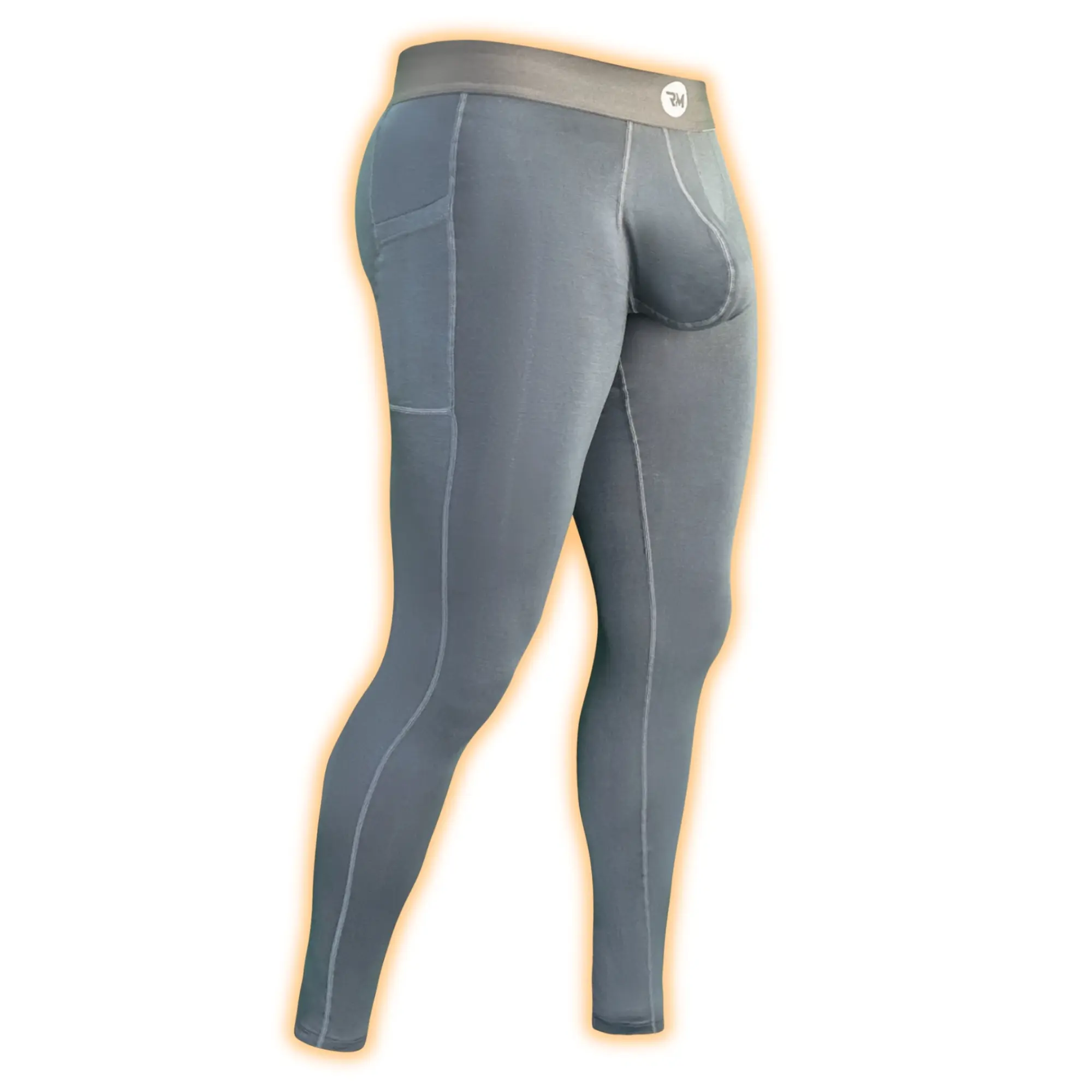 Men's 28in Solid Sports Leggings with Real Pouch System, Nylon Spandex Skinny Bottoms with No-Roll Waistband for Workout & Running, Sportswear Bottoms, Running Workout Pants, Spandex Sweat Pants, Supportive Pouch, Machine Wash