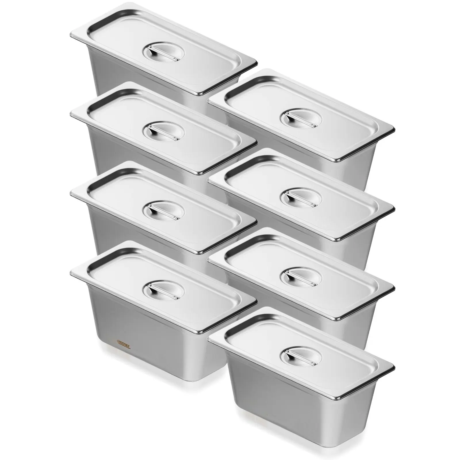 8-Pack Hotel Pans, 1/3 Size Anti-Jam Steam Pans With Lids, 0.8mm Thick Stainless Steel Steam Table Pans, 6-Inch Deep, Heavy-Duty Commercial Kitchen Food Pans For Catering, Food Service, Restaurants, Industrial & Scientific Use