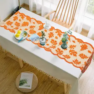 Fall Table Runner Thanksgiving Fall Decorations for Home 13 x 72 Inch Maples Leaves Table Runner Autumn Harvest Orange Lace Runners Thanksgiving Decorations for Tables Kitchen Dining Party