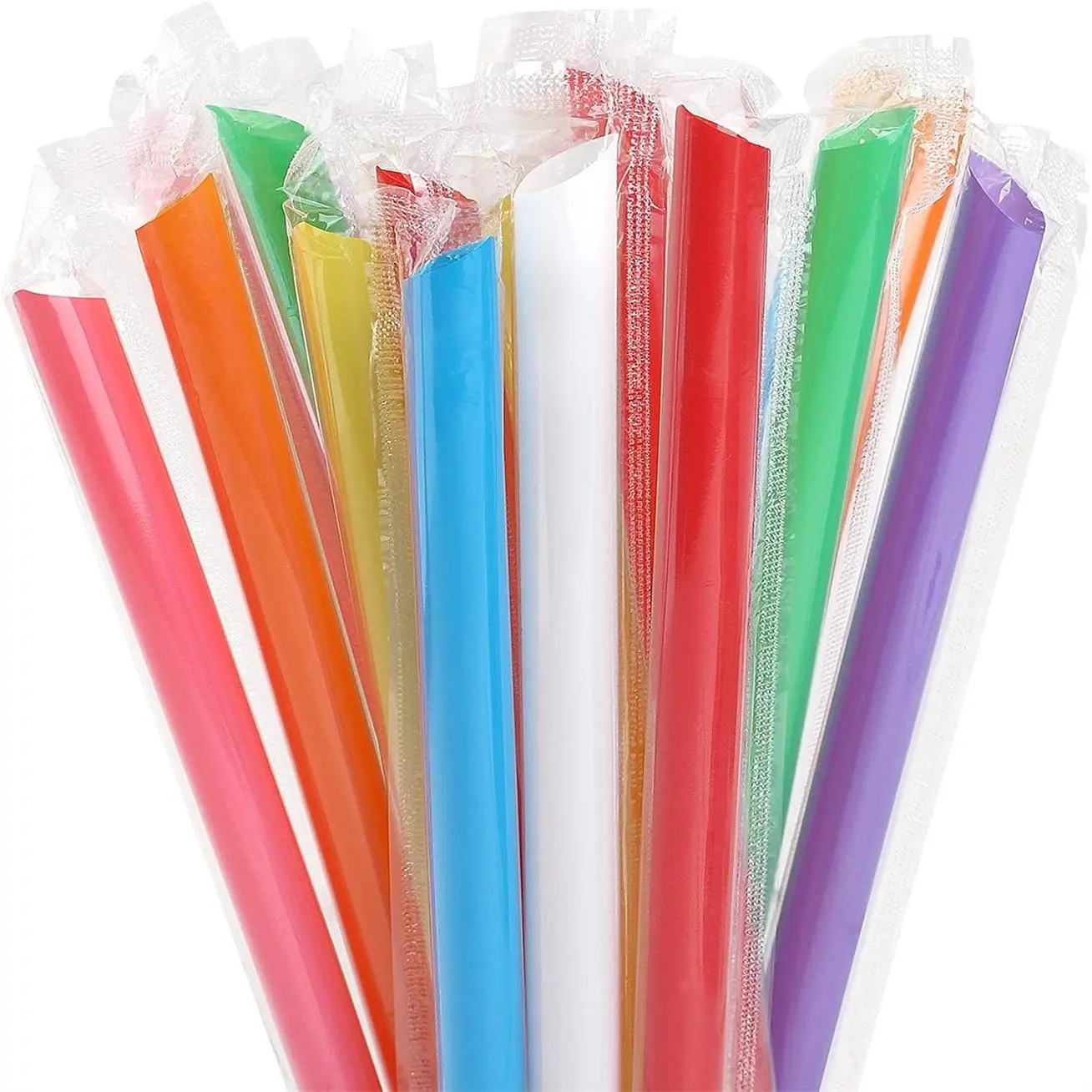 Disposable Individually Wrapped Straw, 100pcs/set Plastic Straws Disposable, Large Wide-mouthed Straw for Smoothie, Bubble Tea, Drink, Party Supplies, Drinking Straw