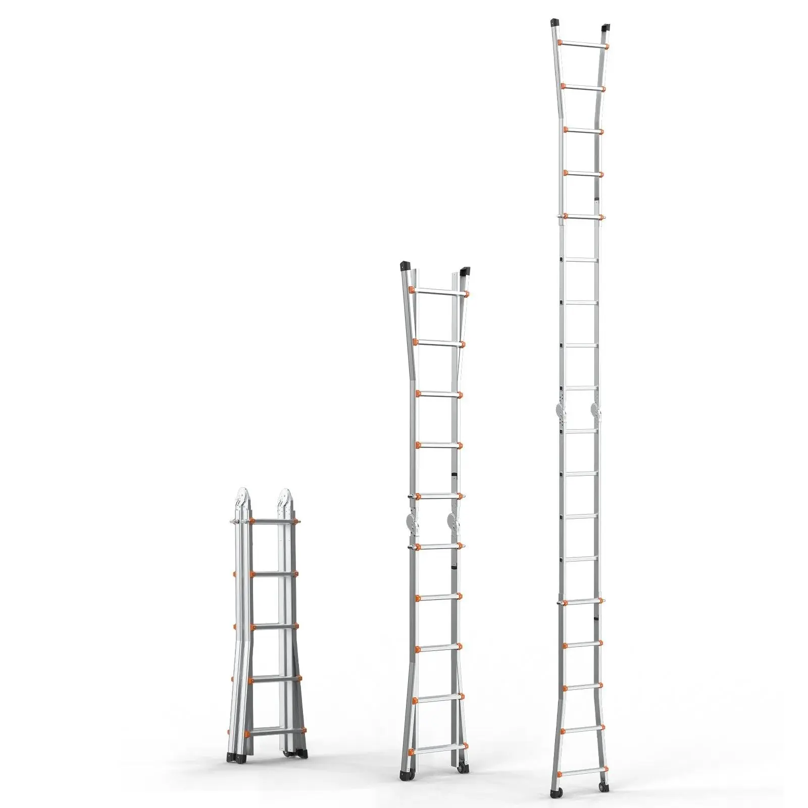 VEVOR Telescoping Ladder A Frame, 17 FT Compact Aluminum Extension ...