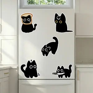 Funny Black Cats Magnet, Cute Kitten Die-cut Magnets, Cat Lover Gift Fridge Magnet Decor