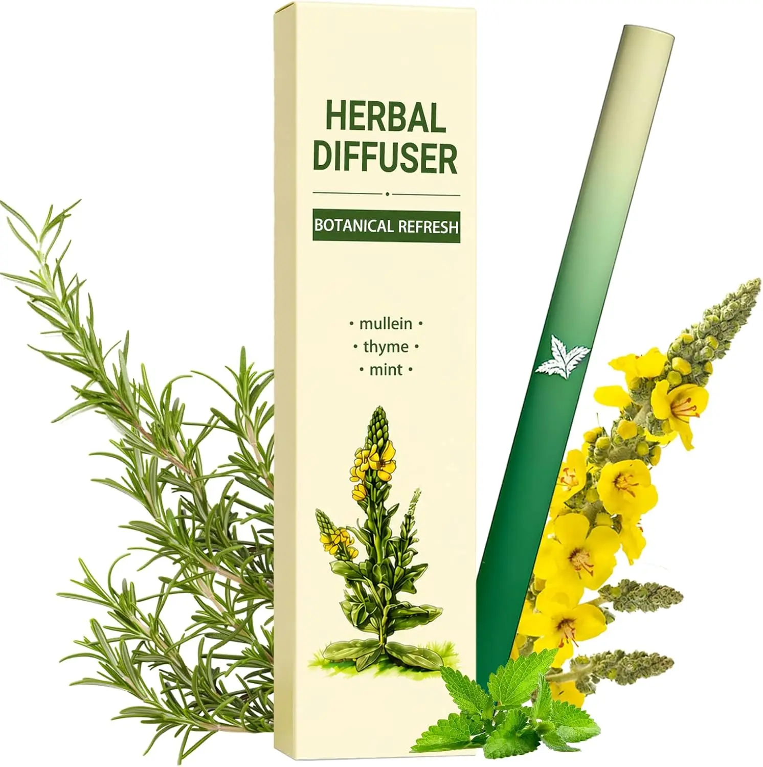 Herbal Diffuser Stick, Mint Botanical Fragrance Stick, Non-Electric Personal Aroma for Relaxation, Portable Fresh Scent for Desk, Travel, Home, Office and Daily Use