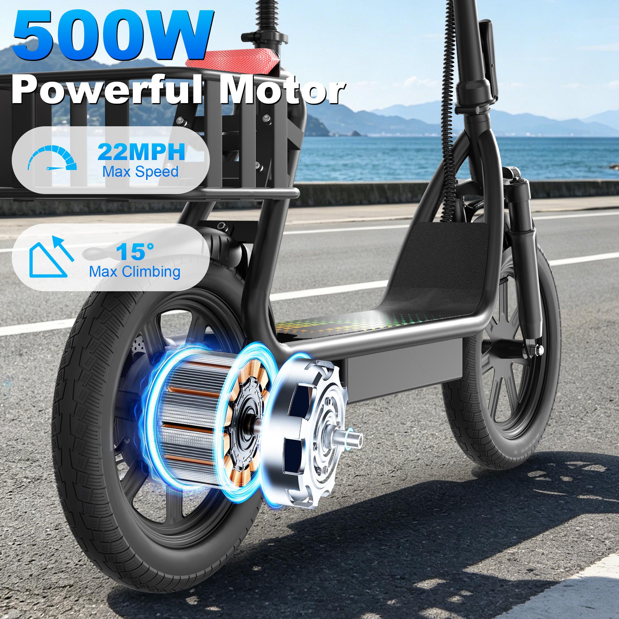 Electric Scooter with Smart App Control, 48V 22.5Ah Battery, 22MPH Top Speed, 21-27 Miles Range, Rear Storage Basket