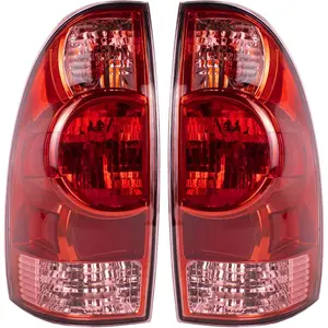 LED Tail Light Assembly - Waterproof Chrome Housing Rear Brake Lights for 2005-2015 Tacoma Pickup, Driver & Passenger Side Component with Included Bulb and Harness, Rear Lights