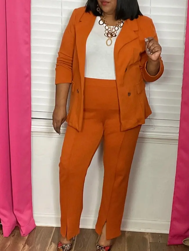 Jada Stretchy Plain Blazer and Pant Set for Women in Jersey Spandex/Cotton Twill for Fall/Winter, Comfortable and Fitted
