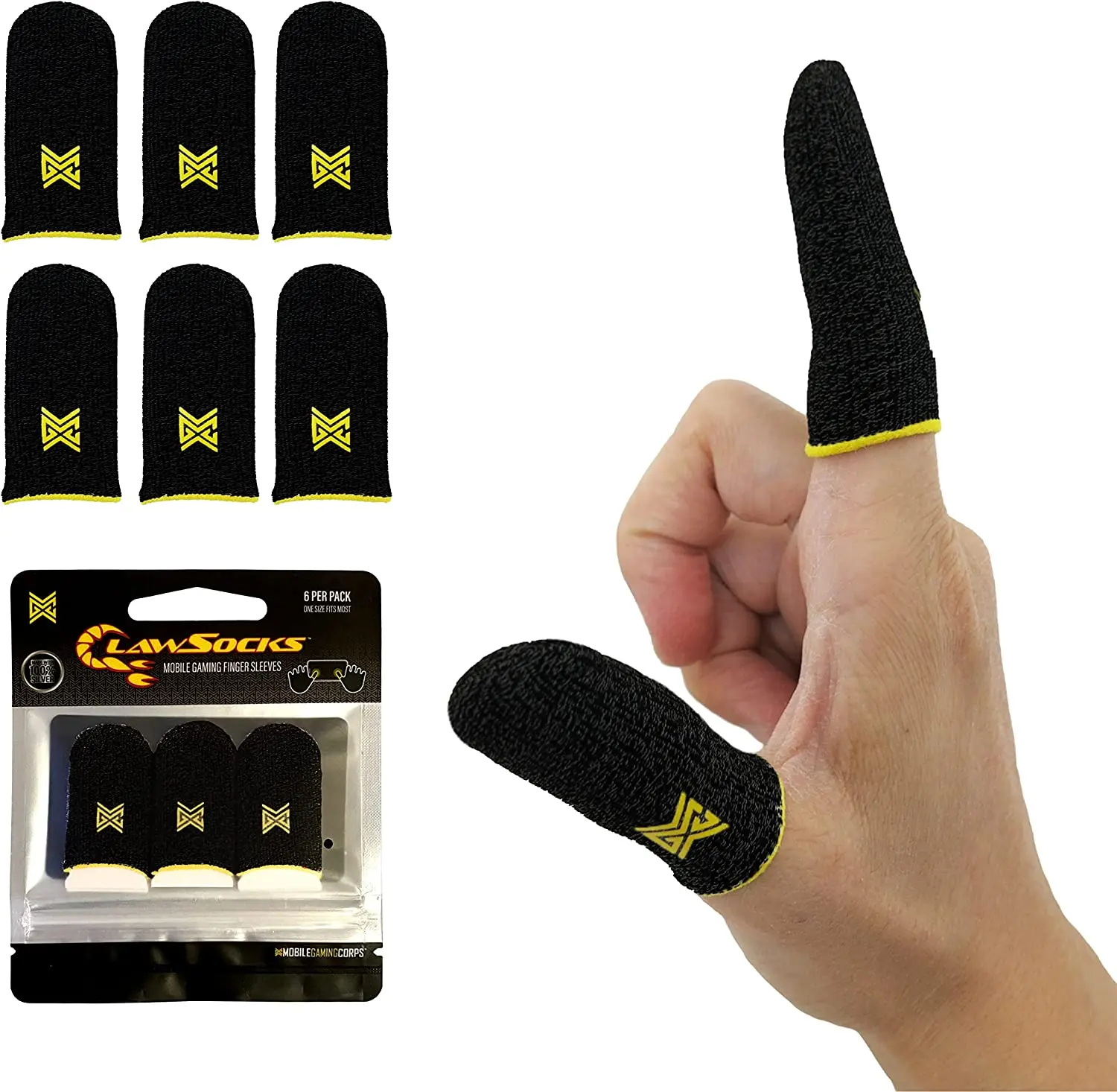 6-Pack Durable ClawSocks Smartphone Touchscreen Finger Sleeves, Phone & Console Gaming Accessories, Black