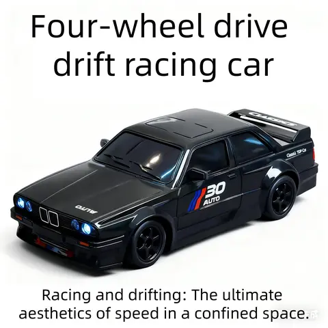 1:24 Remote Control Drift Car with 2.4GHz 4wd, Amazing Lights and Tires, Includes Road Obstacle Tools, Perfect Birthday Gift, Drift Rc Car