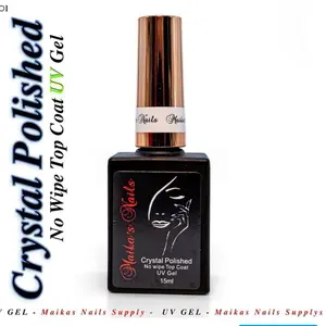 Maikas Nails Supply Crystal Polished No Wipe Top Coat UV Gel 15ml for Long Lasting Gel Polish Ideal for Nail Enthusiasts