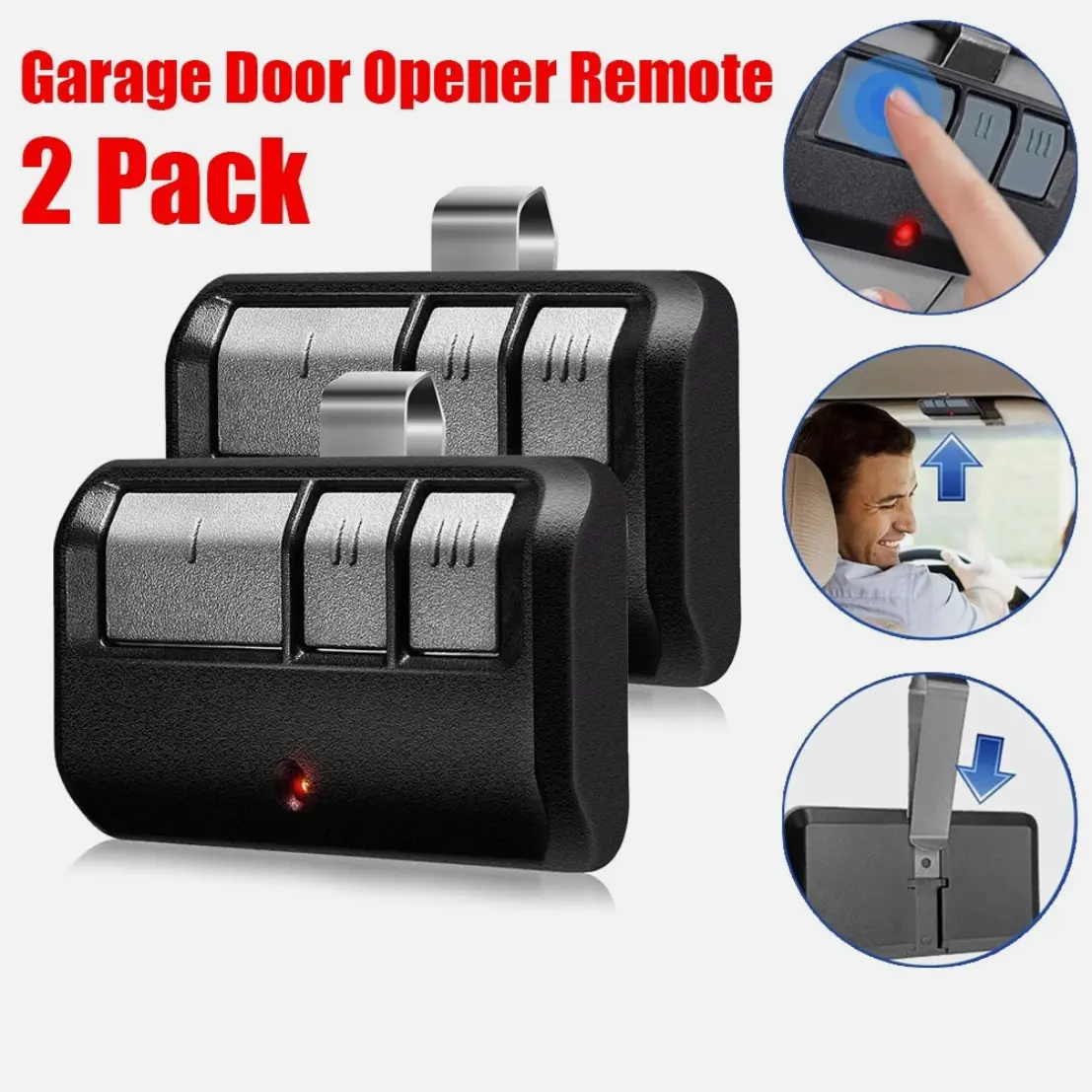 Chamberlain LiftMaster Garage Door Opener Remote 893LM 953EV-P2 2 Pack Universal 3-Button Control 315MHz 390MHz Security+ 2.0 Compatible with LiftMaster Chamberlain Craftsman