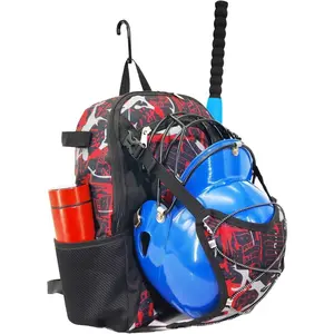 Youth Baseball Bat Bag Backpack, T-Ball & Softball Equipment Gear for Youth with Fence Hook, Lightweight Baseball Bat Backpack, Large Main Compartment for Helmet