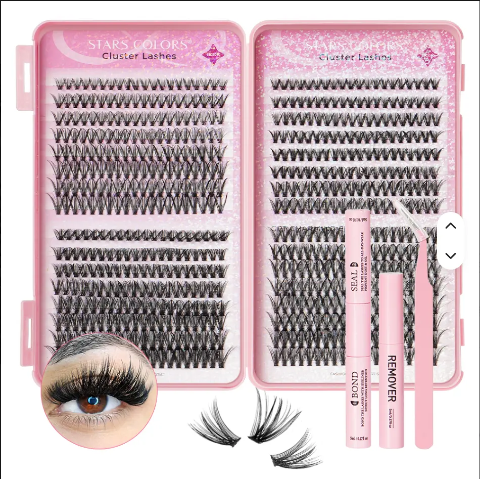 DIY Cluster Lashes Trays Pre Cut Segment Promade Fans Press on Eyelashes Books Lash Extension Kit