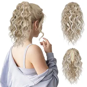Short Ponytail Wig Natural Curly Hair Styling Grab and Clip Wear Easy Quick Volume Enhancement for Versatile Daily Use